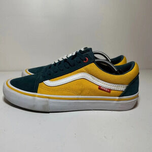 Vans Old Skool Pro Gold Canvas with Green Suede Skateboard Shoes 500714 Mens 7